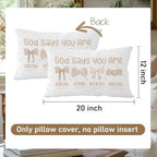 Decorative Beige Bow 12x20 Throw Pillow Cover, Cute Pillowcase - Image 7