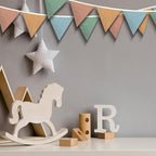 Oudain 2 Pcs Pennant Banner Flags Nursery Garland Triangle, Warm Color - Image 3