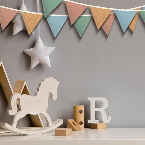 Oudain 2 Pcs Pennant Banner Flags Nursery Garland Triangle, Warm Color - Image 3