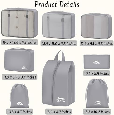 8 Set Packing Cubes for Travel Luggage Organizer Bags for Family, Mesh Packing - Image 2