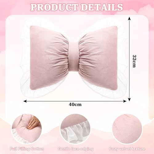 Yousoontic 2 Pcs Bow Throw Pillows 15.7x12.6 in - Image 2