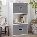 Linen Fabric Foldable Collapsible Storage Cube Bin Organizer Basket - Image 5