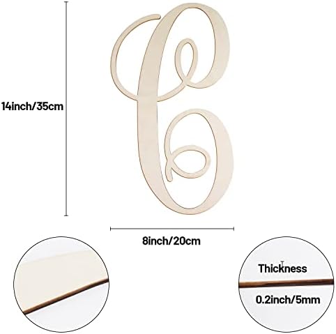 Cursive Wooden Letters C for Wall Decor Large Wood Monogram Letters 14 Inch - Image 2