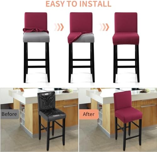 Fuloon Waterproof Barstool Covers Chair Slipcovers, 4 Pack - Image 6