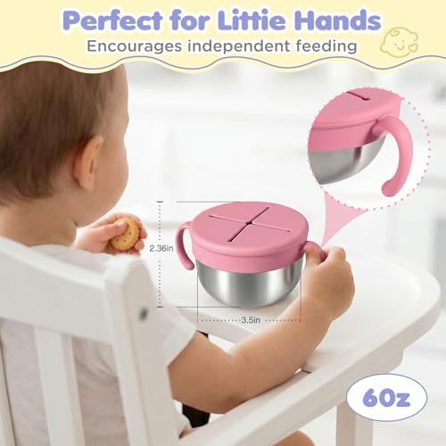 Snack Cups, 2 Pack Stainless Steel Toddler Snack Containers, Spill-Proof - Image 4