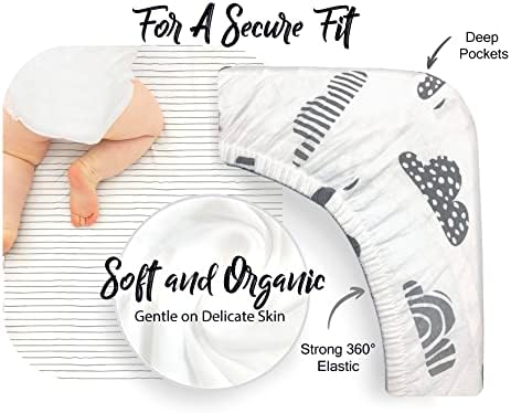 100% Organic Cotton 2 Pk Bedside Sleeper Bassinet Fitted Mattress Sheets - Image 4