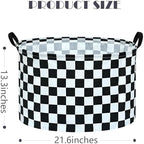 Checkered Storage Basket Extra Large 80L Kids Hamper Baby Laundry Basket - Image 2