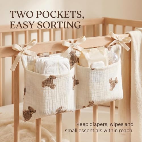 White Bedside Hanging Bags Milk Bottle Bib-Storage Crib Organizer Baby - Image 2