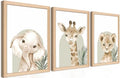 Framed Cute Animal Wall Art Nursery Decor Set of 3, Watercolor Elephant Giraffe by BGFCEWallArt