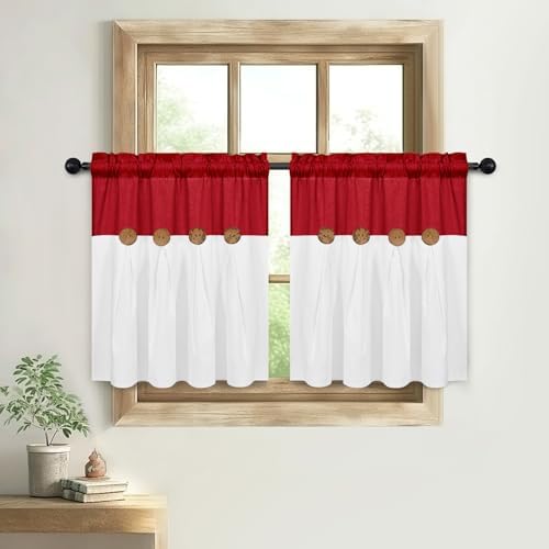 FRAMICS Farmhouse Kitchen Curtains 24 Inch Length, Rustic Cotton Linen Tier - Image 7