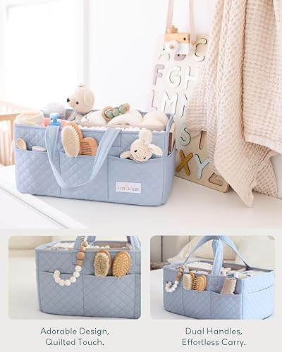 Lily Miles Baby Diaper Caddy Organizer, Quilted Nursery Storage Organizer - Image 3