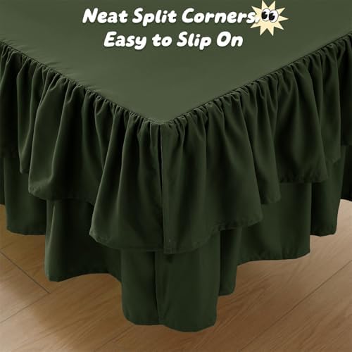 Ruffled Crib Bed Skirt, Olive Green, Soft Double Layer - Image 6