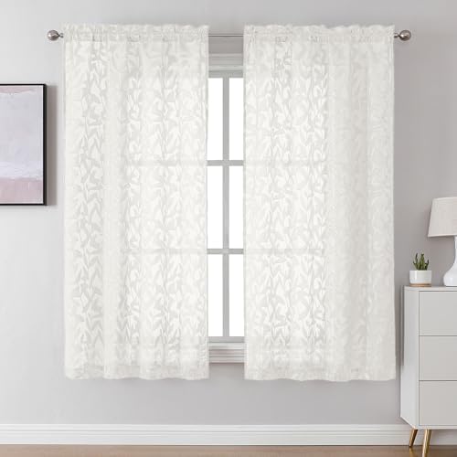 Lecloud Leia Ivory Sheer Curtains 63 Inch Length 2 Panels, Rustic Light by Lecloud