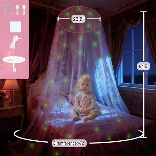 Pink Princess Bed Canopy for Girls - Image 6