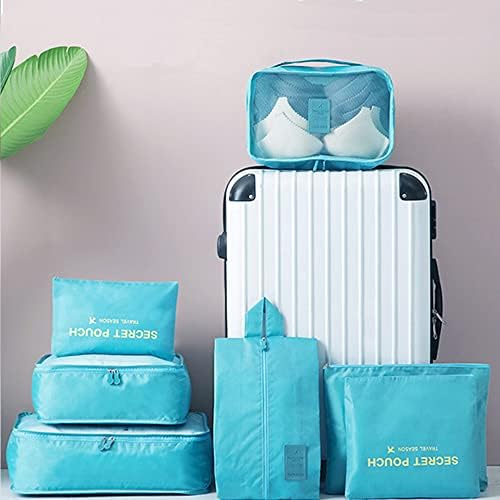 7 Set Packing Cubes, Travel Foldable Luggage Organizers Storage Bag Accessories - Image 4