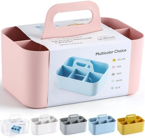 Multiuse Caddy Organizer with Handle, Portable Divided Plastic Tote Bin by AOZITA
