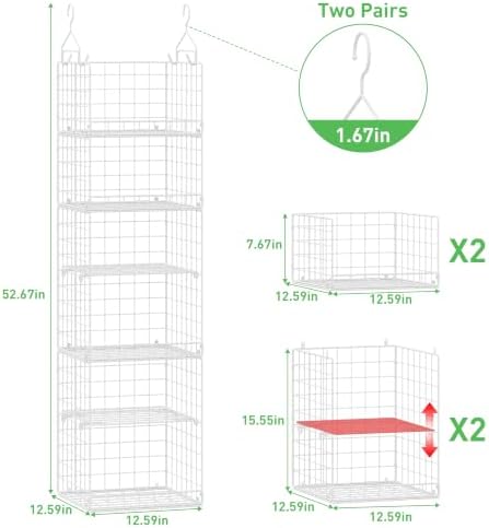 4-in-1 Hanging Closet Organizers and Storage, 4 Hooks 2 Adjustable Dividers - Image 3