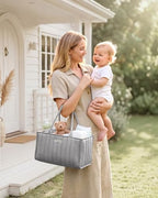 Blissful Diary Baby Diaper Caddy Organizer, Nursery Storage, Light Gray - Image 2