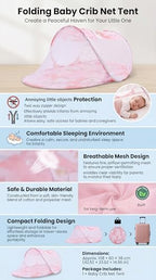 Baby Crib Net Tent, Zipper Closure Folding Portable Breathable Baby Bed Net - Image 5