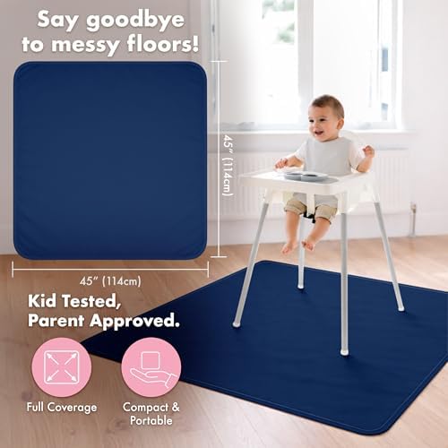 BapronBaby Minimalist Navy Waterproof Splash Mat Catch All Floor Cover - Image 4