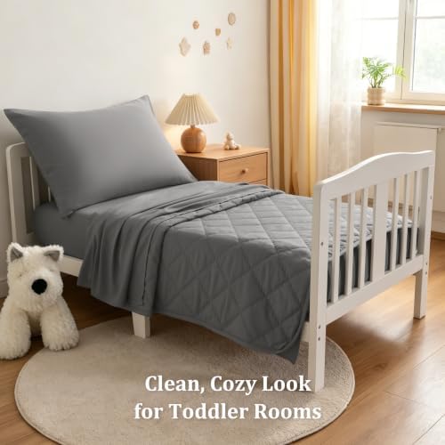 BEDSUM 4pc Toddler Cooling Bedding Set, Rayon Made from Bamboo - Image 2