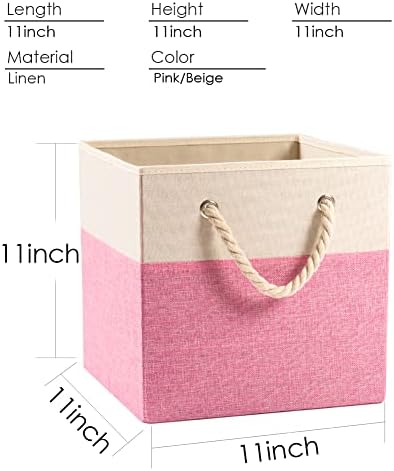 PRANDOM Large Foldable Cube Storage Bins 11x11 inch Fabric Linen Storage - Image 5