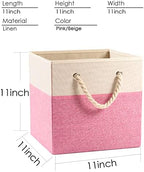 PRANDOM Large Foldable Cube Storage Bins 11x11 inch Fabric Linen Storage - Image 5