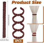 Ptwola 4 Pack Braided Curtain Tiebacks Boho Elegant Rustic Curtain Holdbacks - Image 2