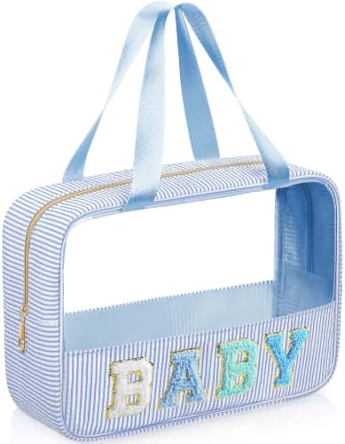 Sanwuta Seersucker Baby Bag Chenille Letter Clear Makeup Bag by Sanwuta