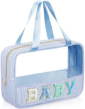Sanwuta Seersucker Baby Bag Chenille Letter Clear Makeup Bag by Sanwuta