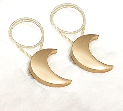 Magnetic Curtain Tiebacks Metal 1 Pair Metal Moon Curtain Clips Rope Holdbacks - Image 2