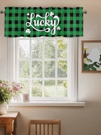St. Patrick's Day Buffalo Plaid Kitchen Curtains Valances - Image 3