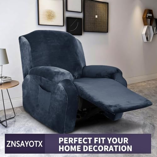 ZNSAYOTX Stretch Velvet Recliner Cover 4-Pieces, Thick Soft Recliner Chair - Image 2
