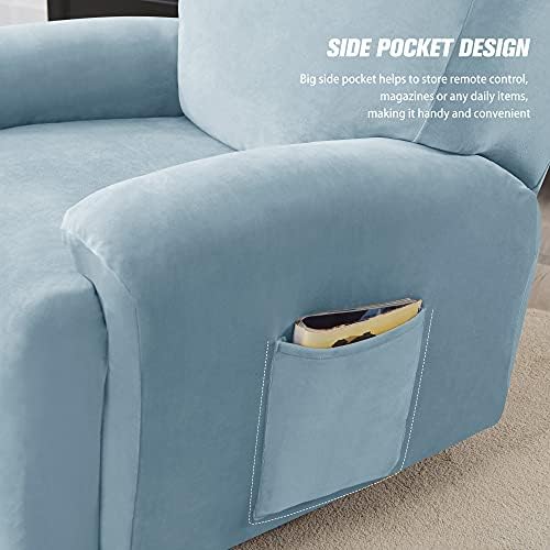 Stretch Recliner Covers, 4-Piece Ultra Soft Velvet Recliner Chair Slipcover - Image 4