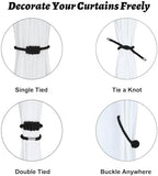 BEL AVENIR Magnetic Cotton Curtain Tiebacks 6 Pack Hand-Woven Curtain Ties - Image 3