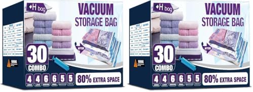 30 Combo Vacuum Storage Bags, Vacuum Seal Bags by HIBAG
