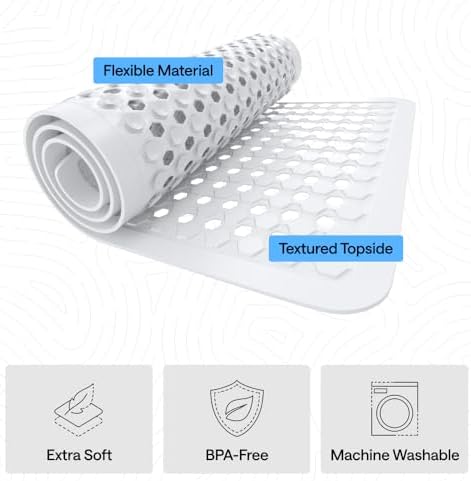 GORILLA GRIP Bath Tub Shower Mat, Bathtub Floor Liner, 35x16 White 2 Pack - Image 4