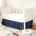 Navy Satin Crib Bed Skirt - Image 2