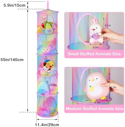 Basumee Hanging Stuffed Animals Storage, 2 Pack Mesh Plush Storage - Image 6