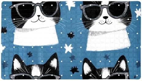 Shower Mat Non Slip, Funny Cats Sunglasses Anti Slip Bath Mat by Anna+Cowper