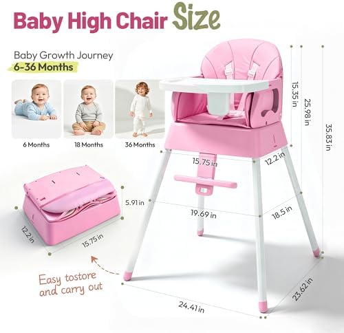 5 in 1 Foldable Baby High Chair, Convertible Highchair - Image 6