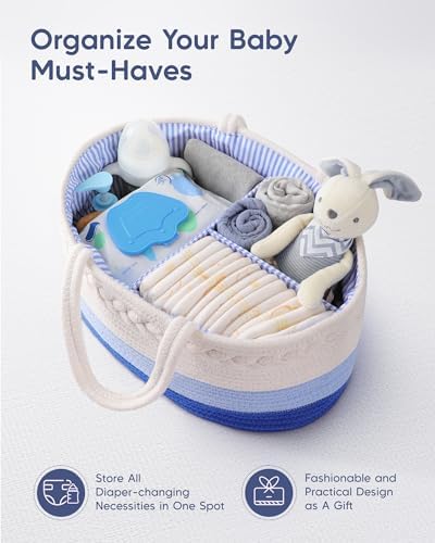 Maliton Baby Diaper Caddy Organizer, Cotton Rope Diaper Caddy Basket, Large - Image 4