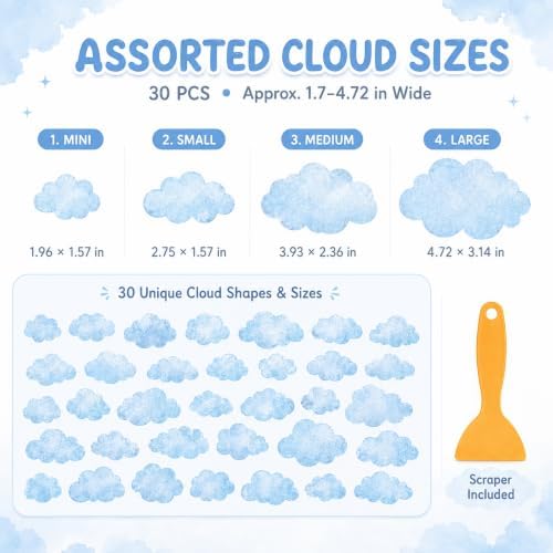 Fullhawl 30 Pcs Cloud Non Slip Shower Stickers, Bathtub Safety - Image 2