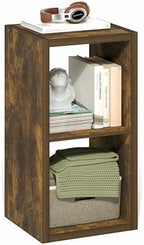 Furinno Cubicle 2-Cube Book Shelf, Extra Thick Frame Bookshelf, Amber Pine by Furinno-FitsYourSpaceFitsYourBudget
