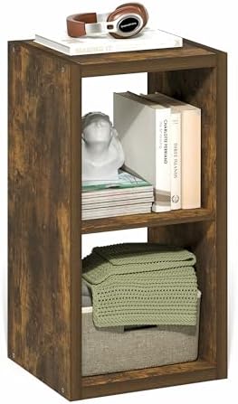 Furinno Cubicle 2-Cube Book Shelf, Extra Thick Frame Bookshelf, Amber Pine by Furinno-FitsYourSpaceFitsYourBudget