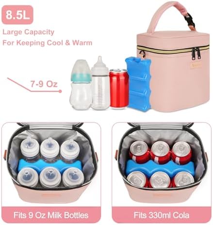 Mancro Breastmilk Cooler Bag, Baby Bottle Bag Fits 6 Bottles Up to 9 Ounce - Image 3