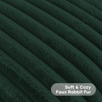 FUTEI Pack of 2 Faux Fur Throw Pillow Covers 18x18 Inch, Dark Green - Image 2