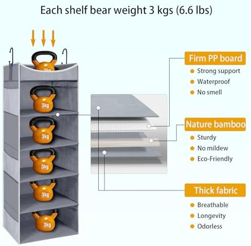 5-Shelf Hanging Closet Organizer and Storage - Image 3
