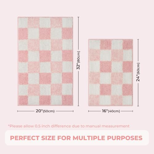 GRANNY SAYS Checkered Pink Bathroom Rug, Cute Bath Mat - Image 2