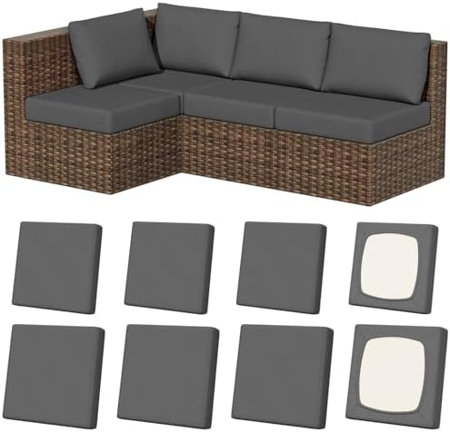 8Pcs Outdoor Cushion Covers, Stretch Patio Furniture Couch Chair Slipcovers by VORSHAPE